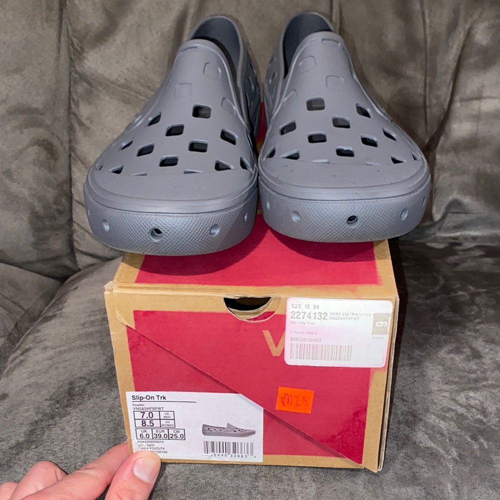 Vans Gray Perforated Slip-On Loafers - Picture 7 of 7